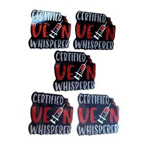 10 pc glitter RN Nurse acrylic phlebotomist flat back charm for badge reels keyr